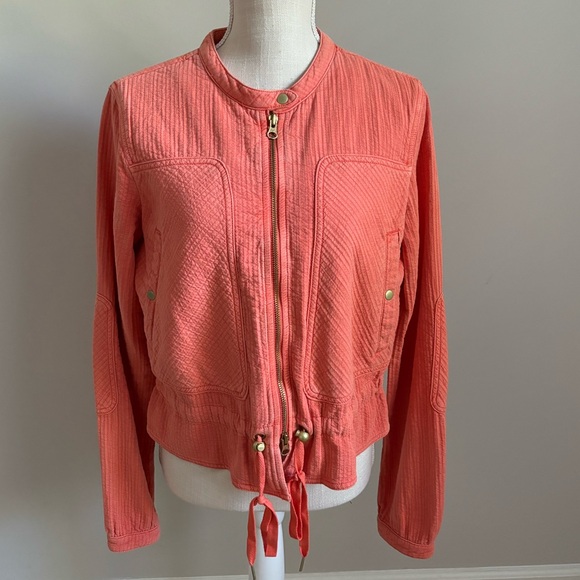 Anthropologie Jackets & Blazers - Anthropologie Joyce Textured Jacket Orange Coral